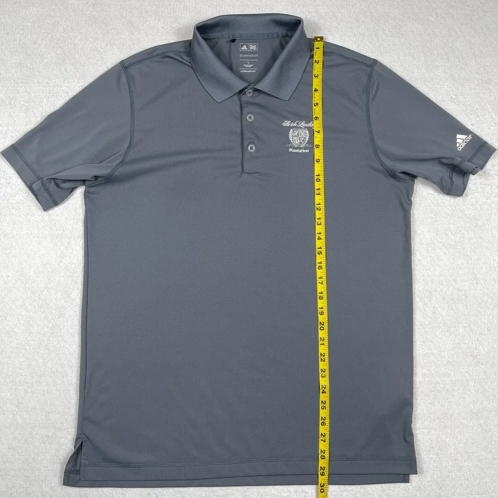 Adidas Polo Shirt Mens Large Gray Golf Brick Landing Plantation‎ Vacation Travel